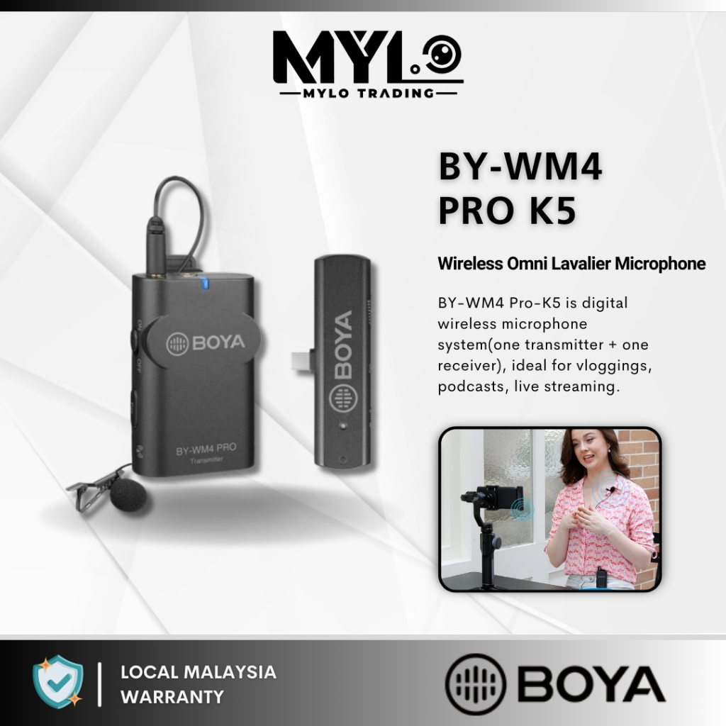 Boya BY WM4 Pro K5 TX RXD Universal Lavalier Wireless Microphone