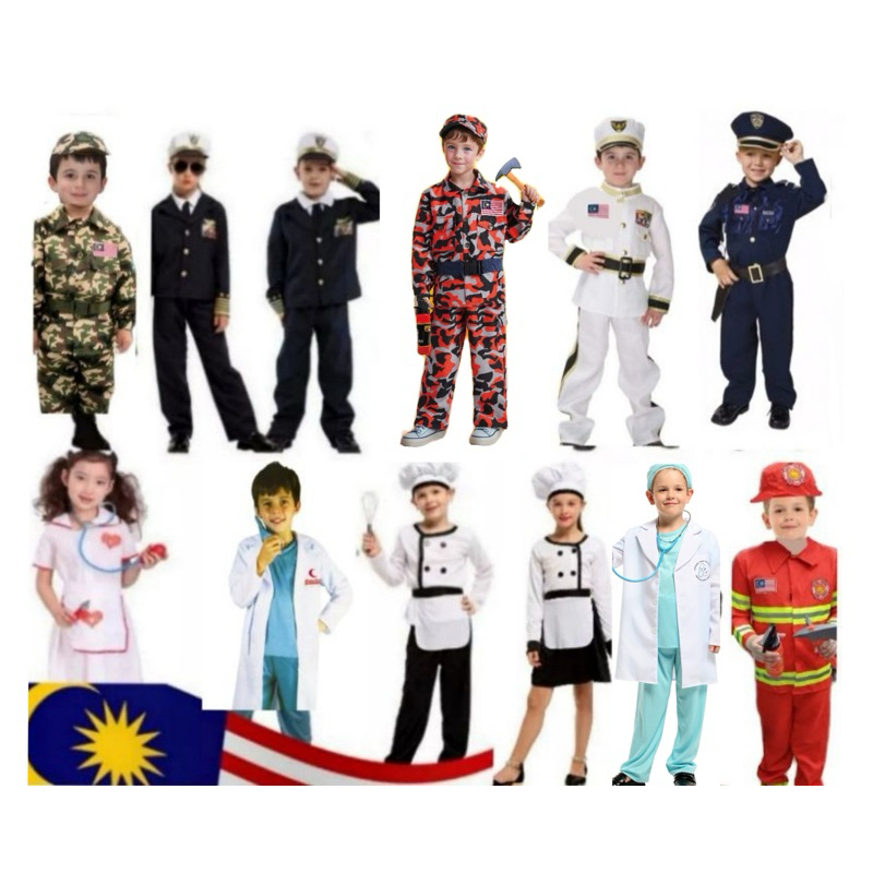 Baju Perkerjaan budak ,Occupation kids Doctor , Pilot,Nurse,Chef Special Force Police Bomba