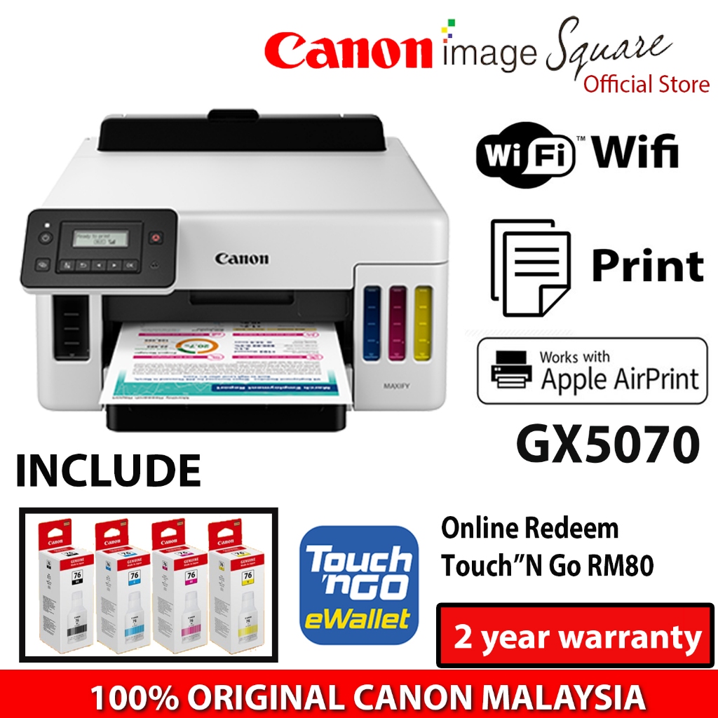 (Touch”N Go RM80) CANON MAXIFY GX5070 PRINTER Wireless Ink Tank ...