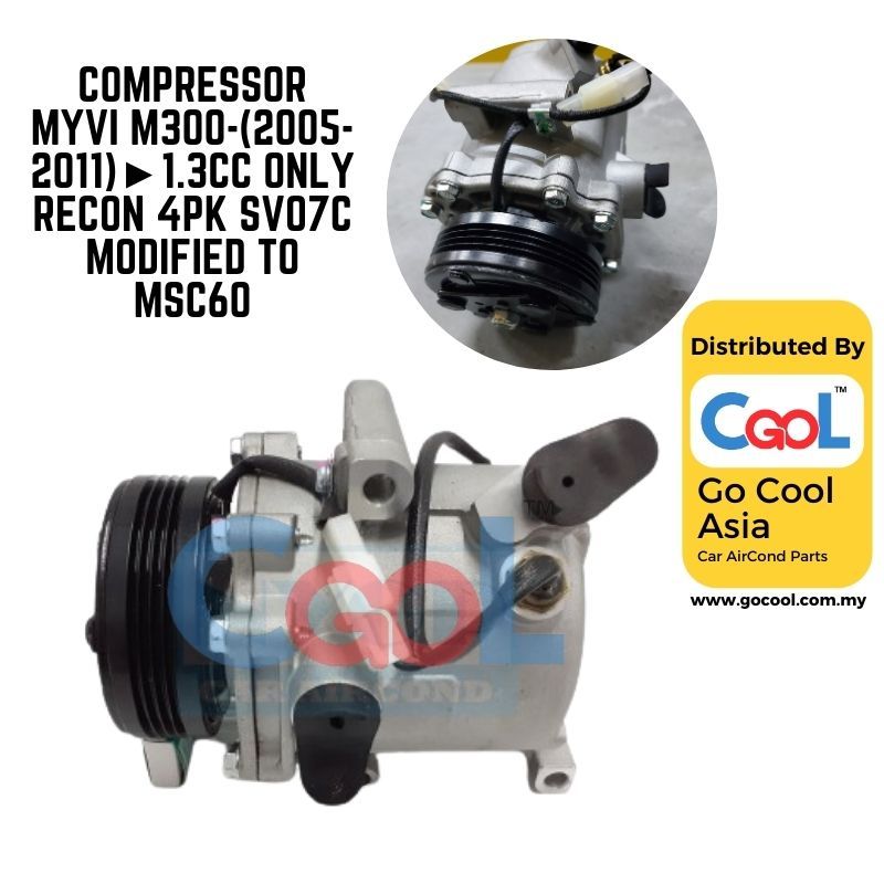 COMPRESSOR MYVI M300-(2005-2011) 1.3CC ONLY RECON 4PK SV07C MODIFIED TO ...