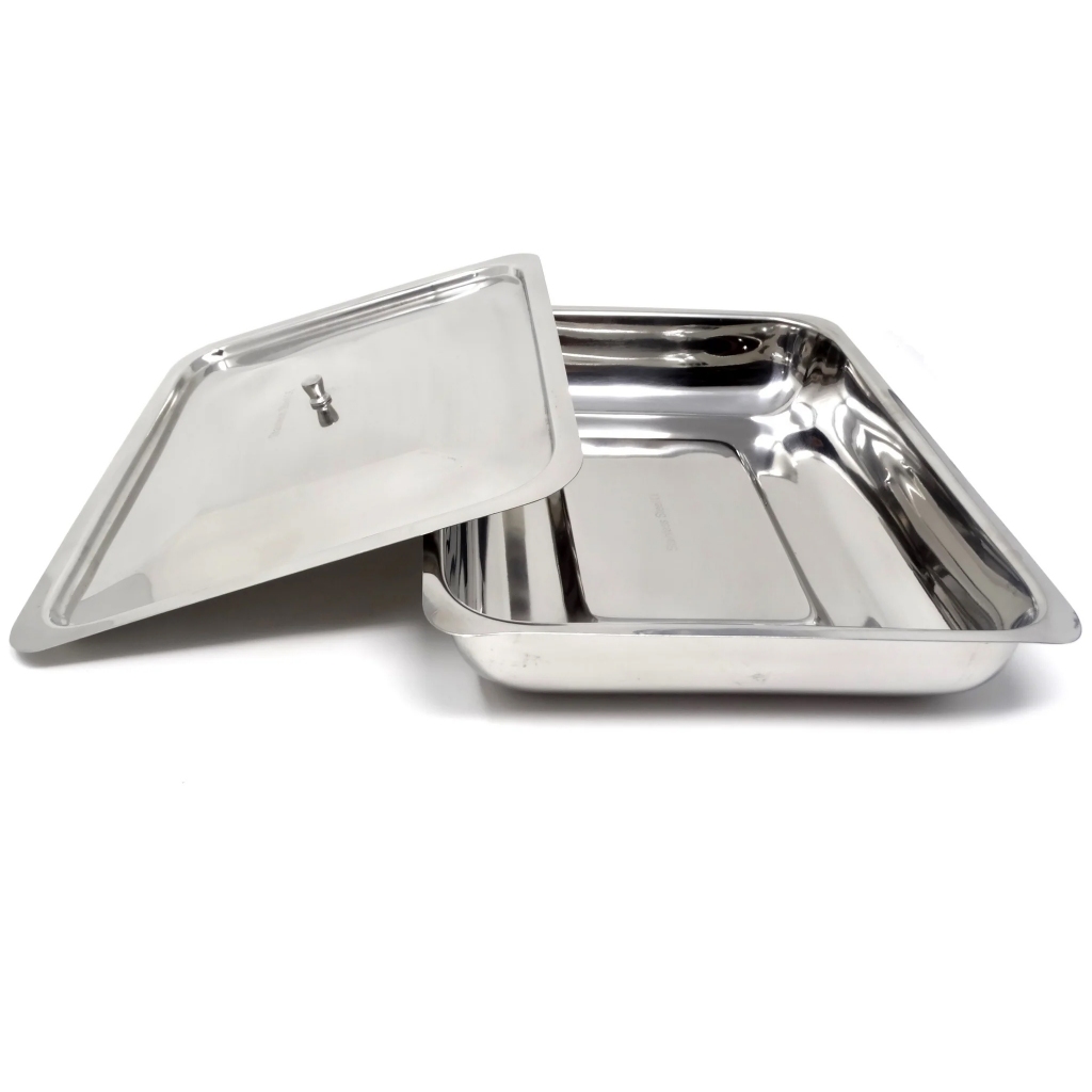 Stainless Steel Instrument Tray with Lid & Knob Surgical Dental Tool ...