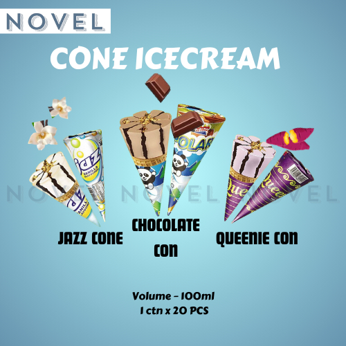 Novel Ice Cream Cone 20 Pcs Chocolate Vanilla Yam Flavour Drumstick