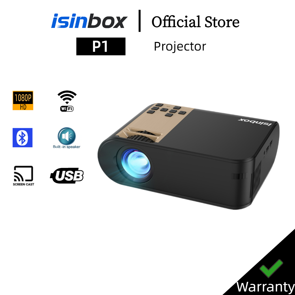 Isinbox P1 Portable WiFi Bluetooth Projector 1080P HD Home Theater ...