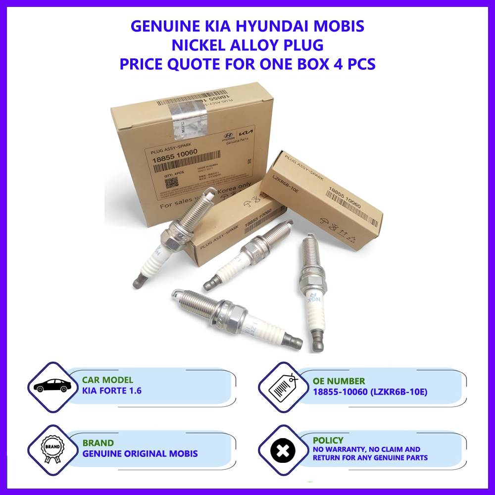 Kia Forte 1.6 Genuine Original Spark Plug (Alloy Plug>1885510060 or