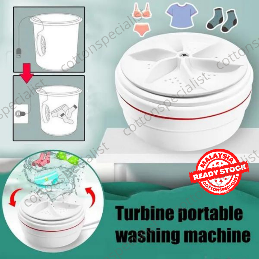 [ READY STOCK ] 60W Portable Laundry Portable Washing Machine Turbine Mini Washing Machine