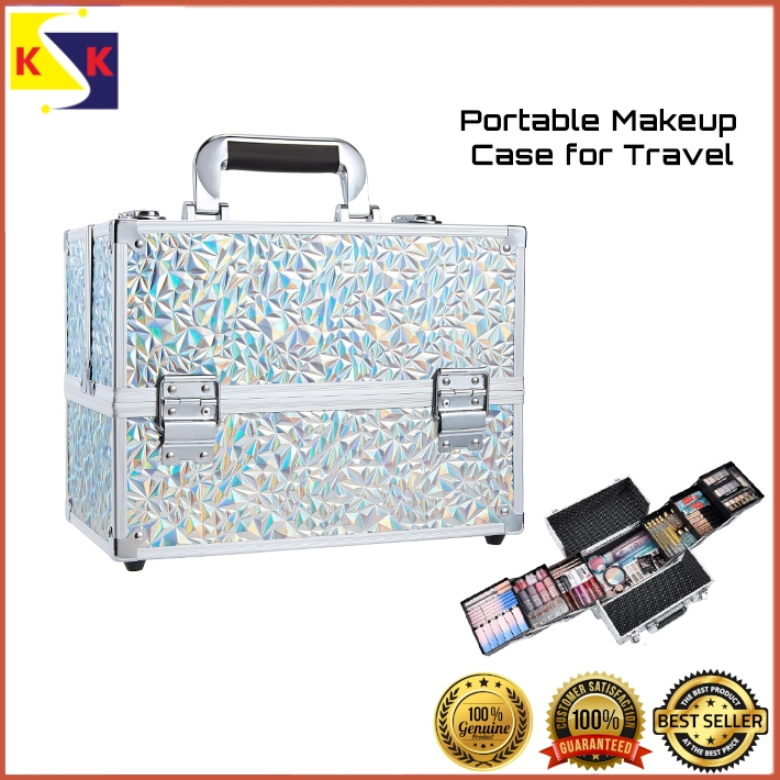 Extra Large 12 Inch 4 Trays Portable Makeup Organizer Case Make Up ...