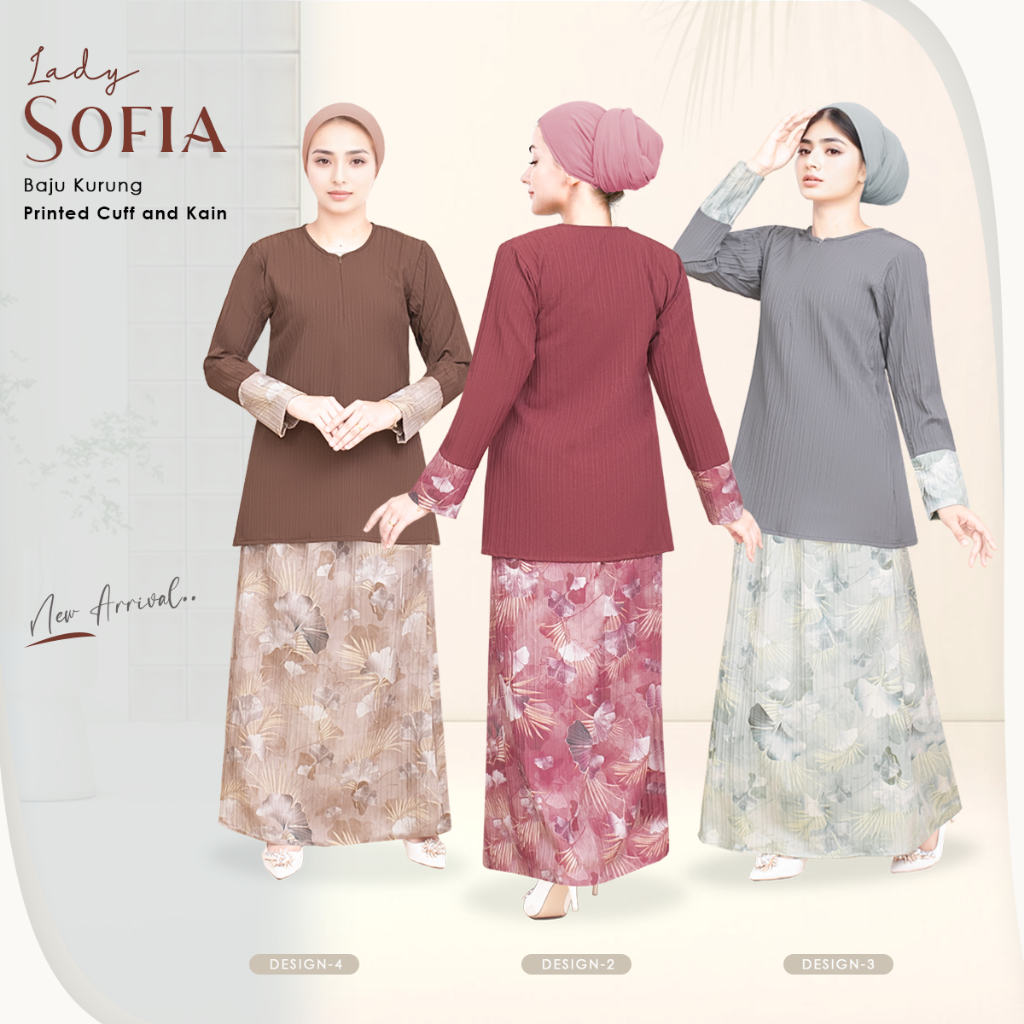 *Raya Arrival 2024* Lady Sofia Baju Kurung Printed Cuff and Skirt by H