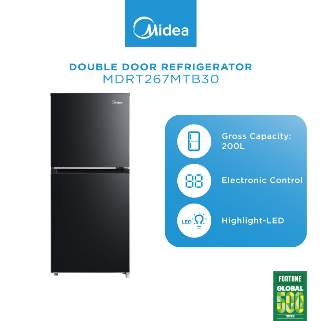 Midea MDRT267MTB30 Gross 200L 2 Doors Refrigerator / Fridge / Peti Sejuk Shopee Malaysia