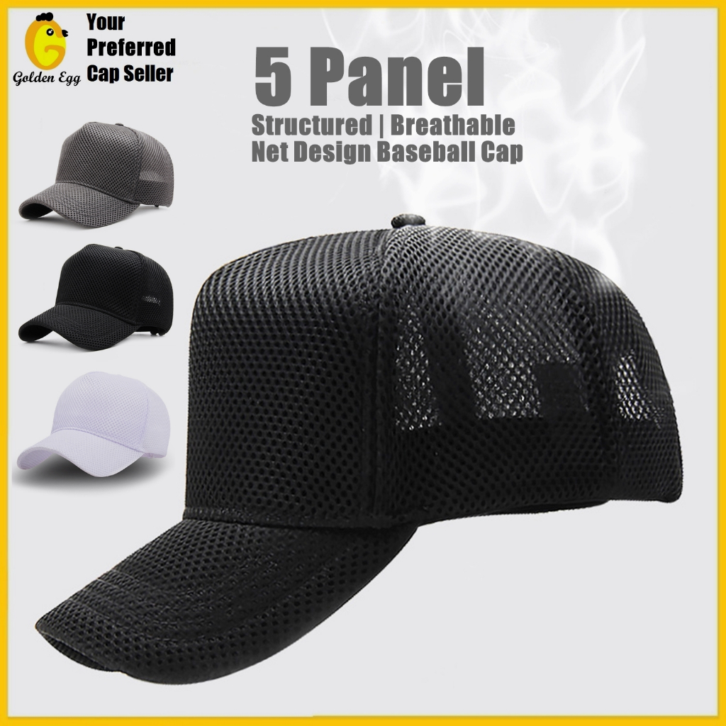 GEC Adult Unisex Premium 5 Panel Cap Breathable Cap Full Net Baseball ...