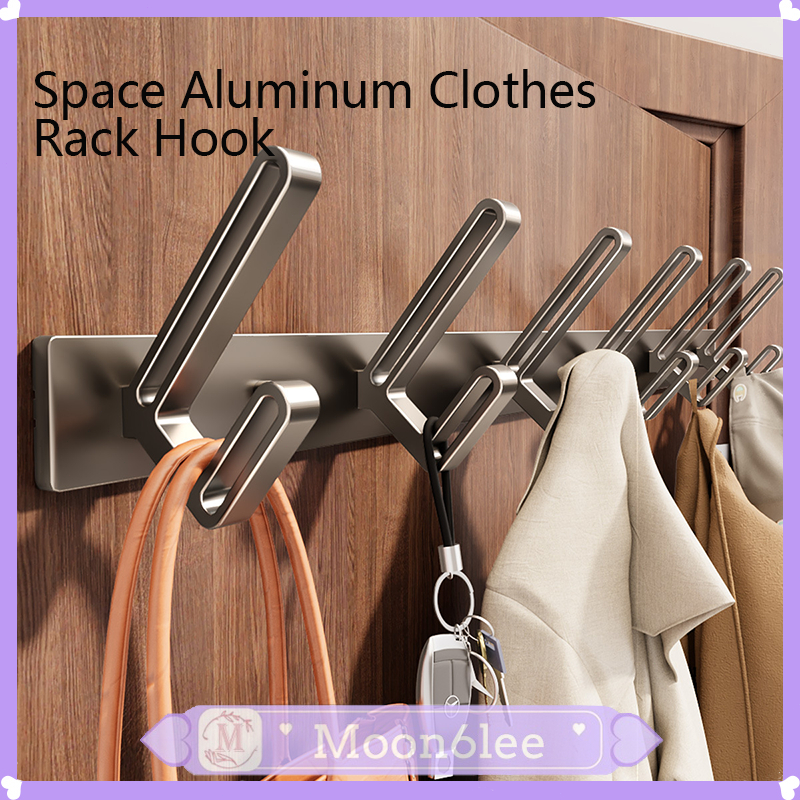 Space Aluminum Clothes Caps Rack Hook Kitchen Bathroom Door Wall ...