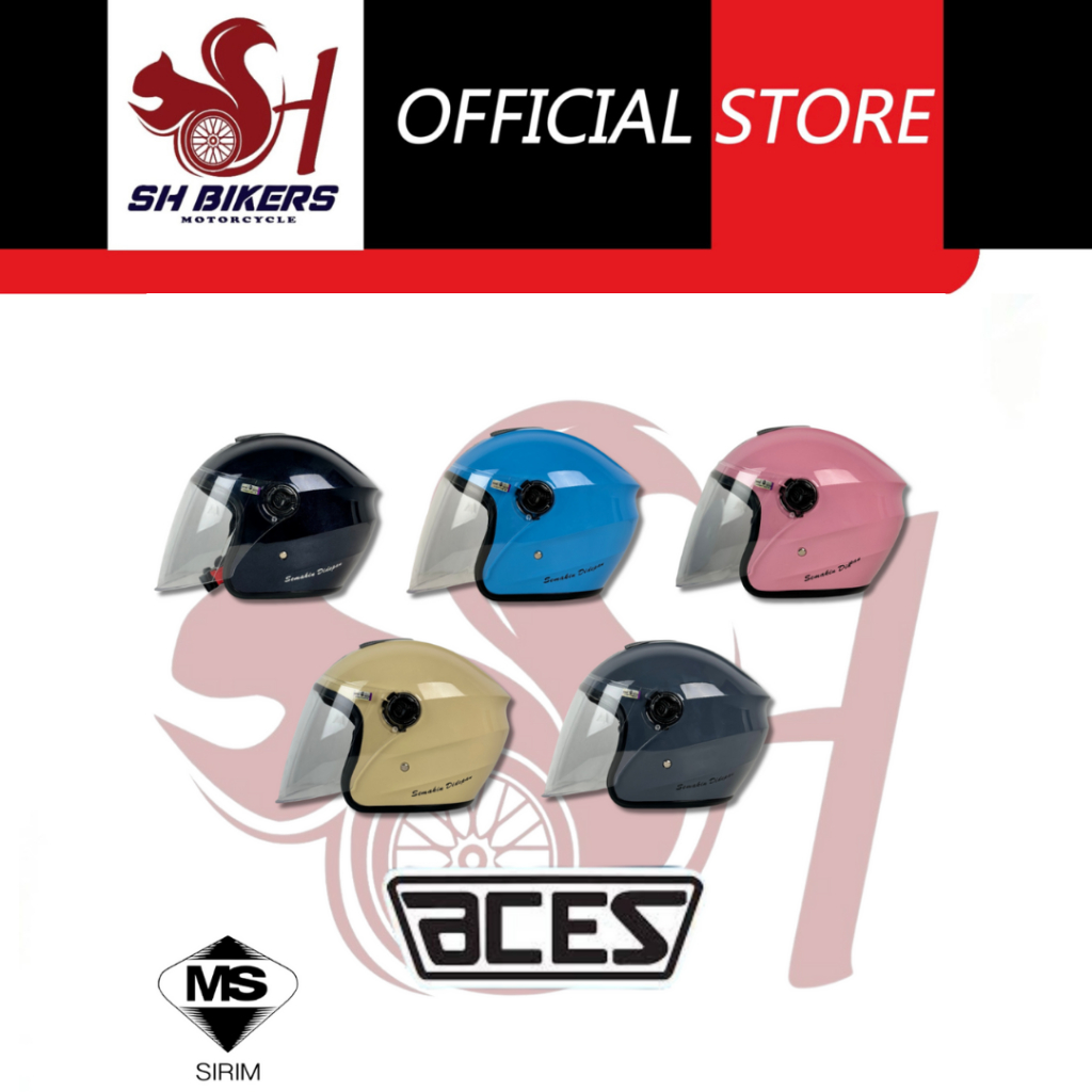 ACES R1 Open Face Helmet With Clear Visor/Topi Keledar Open Face ...