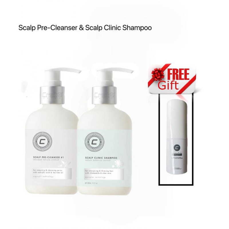 Craft Pre Cleanser 300ml & Scalp Clinic Shampoo 300ml FREE Craft Scalp ...