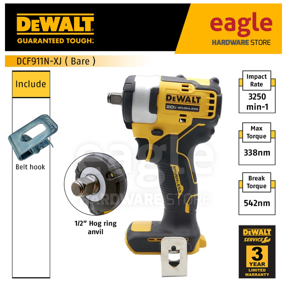 Dewalt DCF911N-B1 12.7mm ( 1/2" ) 18/20V Brushless Cordless Impact ...