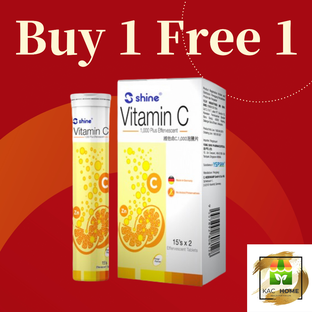 SHINE VITAMIN C 1000MG + ZINC 10MG PLUS EFFERVESCENT SOLUBLE TABLET 15S ...