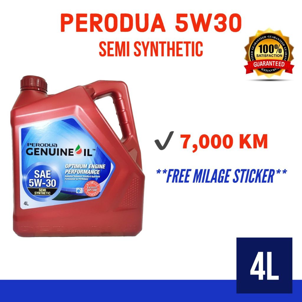 【100% ORIGINAL】PERODUA SEMI SYNTHETIC 5W30 API SM ENGINE OIL (4L ...