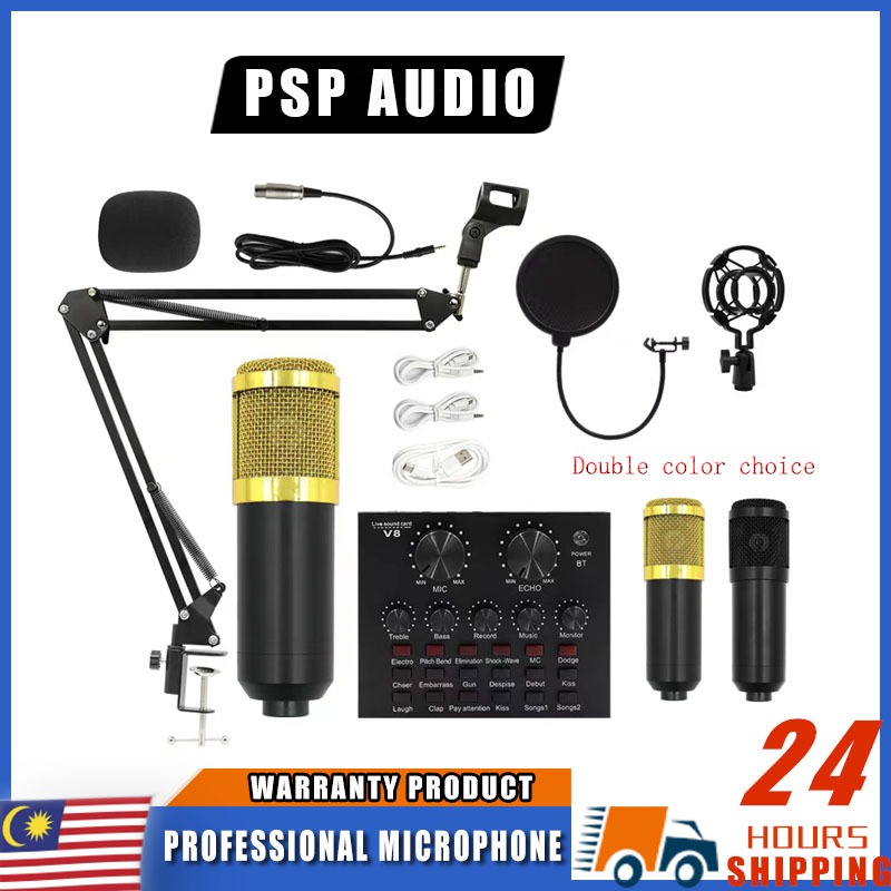 BM 800 Mic with Microphone Condenser V8 Sound Card Recording For