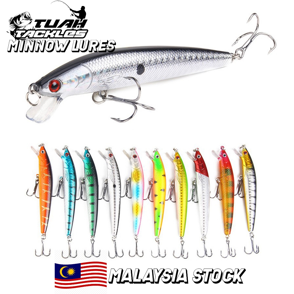 Tuah Tackles Minnow Lures 10cm 7.5gram Fishing Lures Topwater Baits for  Siakap Toman Saltwater/Freshwater