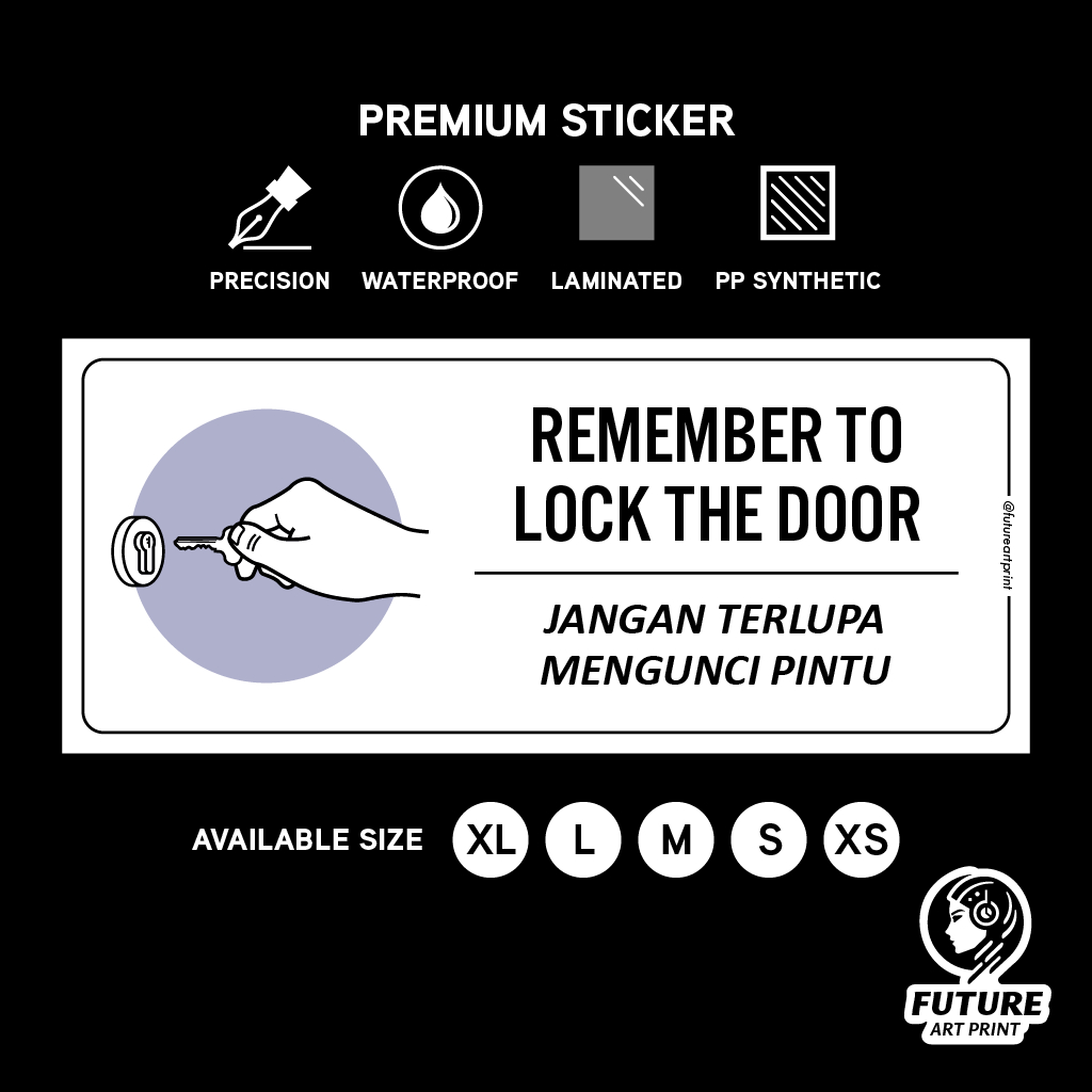 Remember to Lock Door. Jangan Terlupa Kunci Pintu. Premium Sticker Sign ...