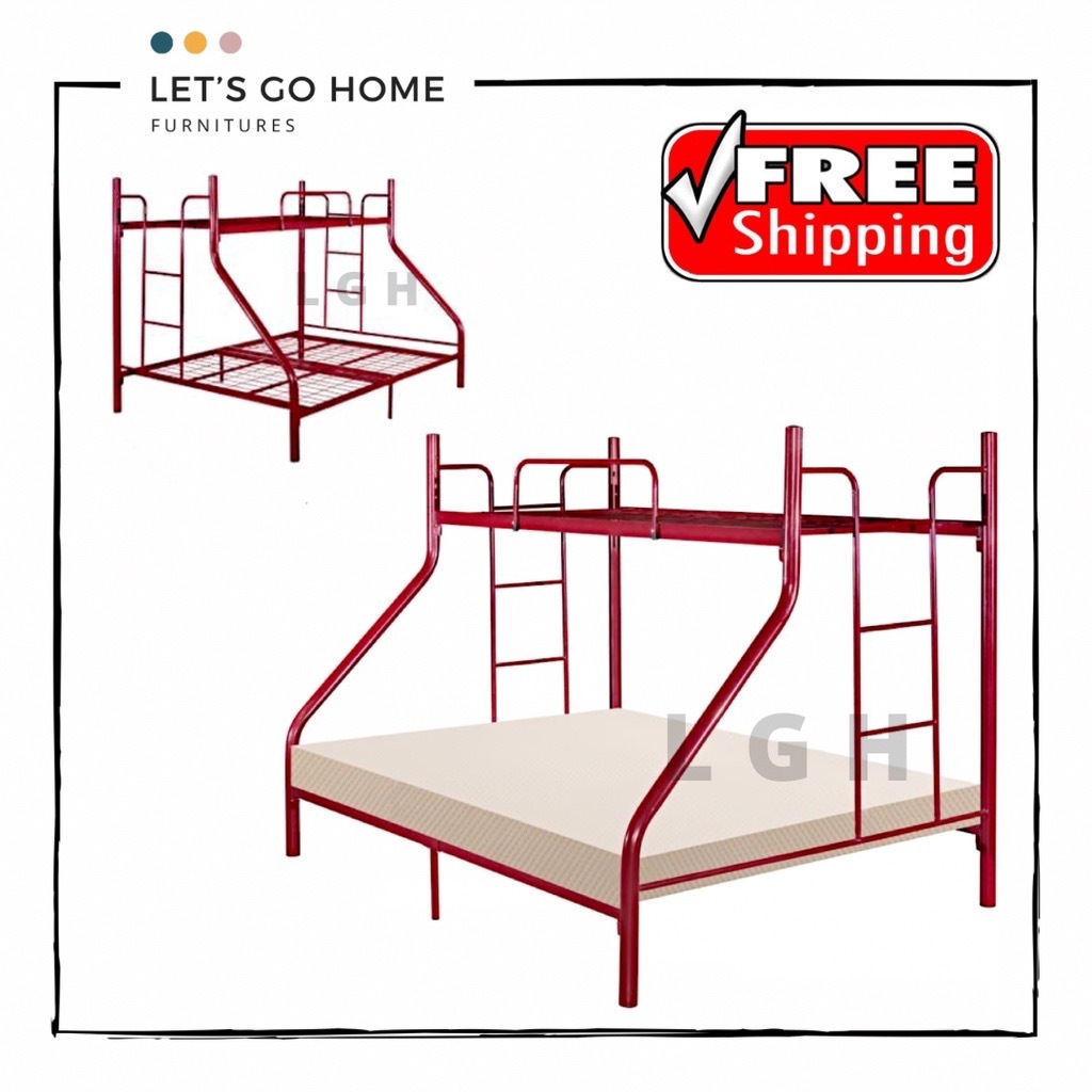 Maroon Bunk Bed Double Decker Queen Single Double Decker Katil Double Decker Katil BesiTingkat Shopee Malaysia
