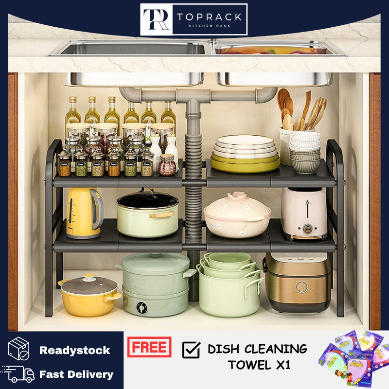 Rak Dapur Expandable Under Sink Rack Rak Bawah Sinki Kitchen Rack ...