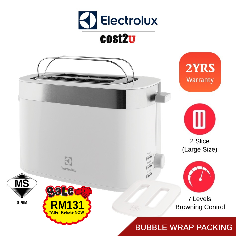 Electrolux 2 Slice Toaster with 7 Heat Levels E2TS1100W ETS1303W BT