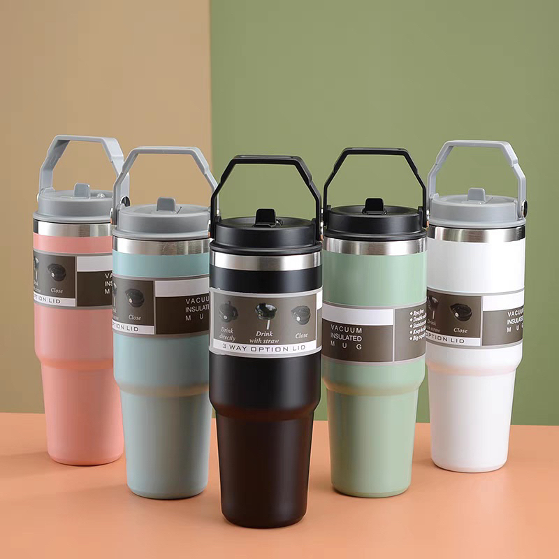 900ml 304 Stainless Steel Handheld Thermos Insulated Vacuum Tumbler Hot ...