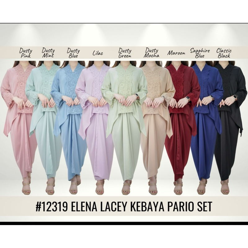 BAJU RAYA 2024 ELENA KEBAYA LACEY SET PARIO | Shopee Malaysia