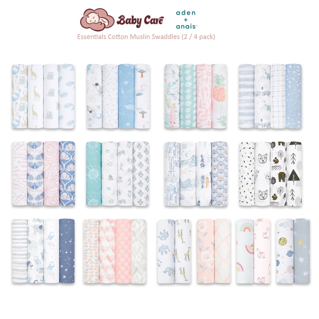 Aden+Anais Ideal Baby Essentials Cotton Muslin Swaddle 2Pack & 4 Pack Shopee Malaysia