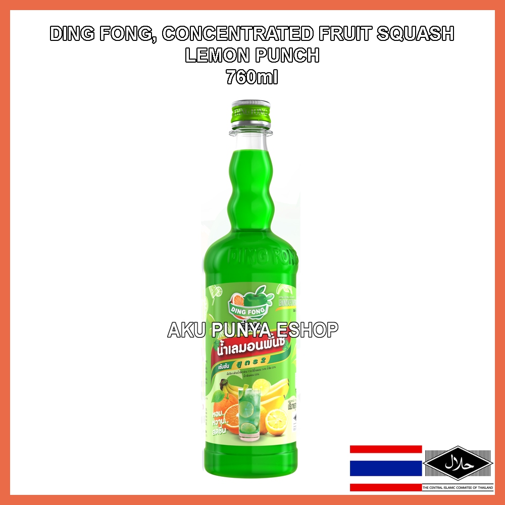 Ding Fong, Lemon Punch, Concentrated Fruit Squash Cordial / Kordial Perahan Pati BuahBuahan
