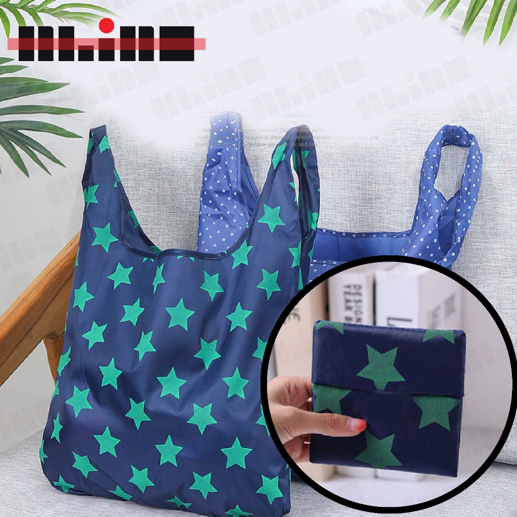 Folding Shopping Bag Eco Bag Simple Save Earth Travel Tote Pouch Reusable Recycle Bag Shopee Malaysia