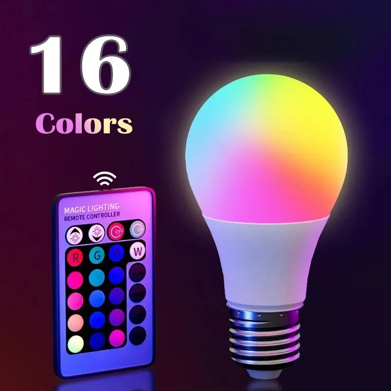 16 Colors RGB Bulb LED Multicolor Bulb E27 Base 220V Household Lighting ...