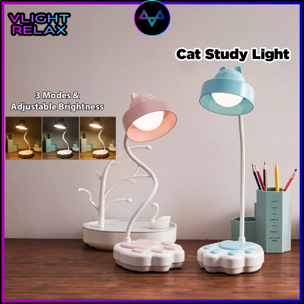 Desk Lamp Cute Cat Rechargeable 3 Mode Night Light Touch Sensor ...