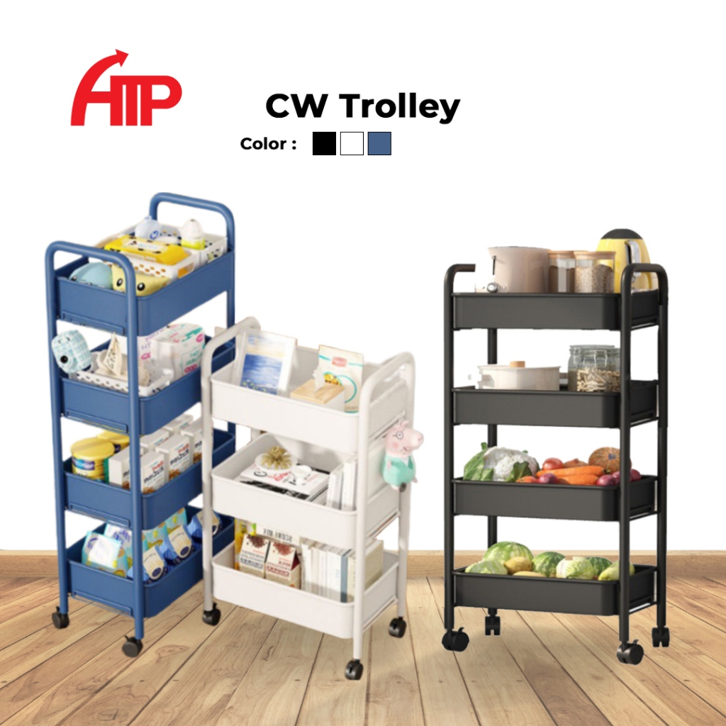 ATP Multifunction 3/4 Layer Storage Trolley Rack with Wheel - White ...