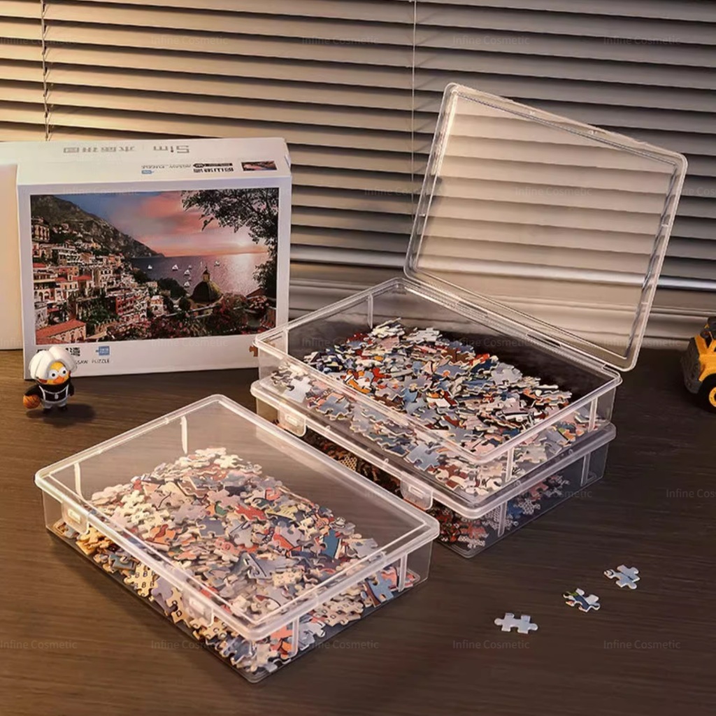 Puzzle Storage Box Organizer Transparent Building Block Large Capacity ...