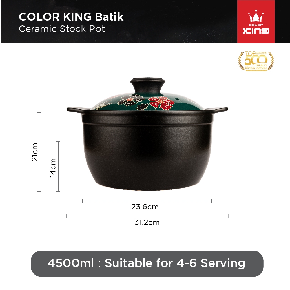 Color King - 100% Ceramic Non-Toxic BATIK Stock Pot (4500ML) | Shopee ...