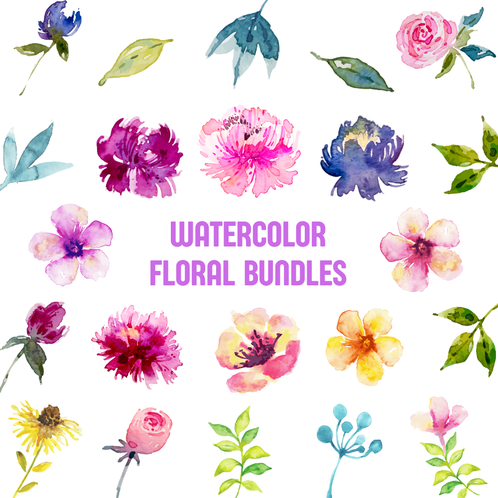 Sale Png Watercolor Flower Bundle Clipart Watercolor Floral
