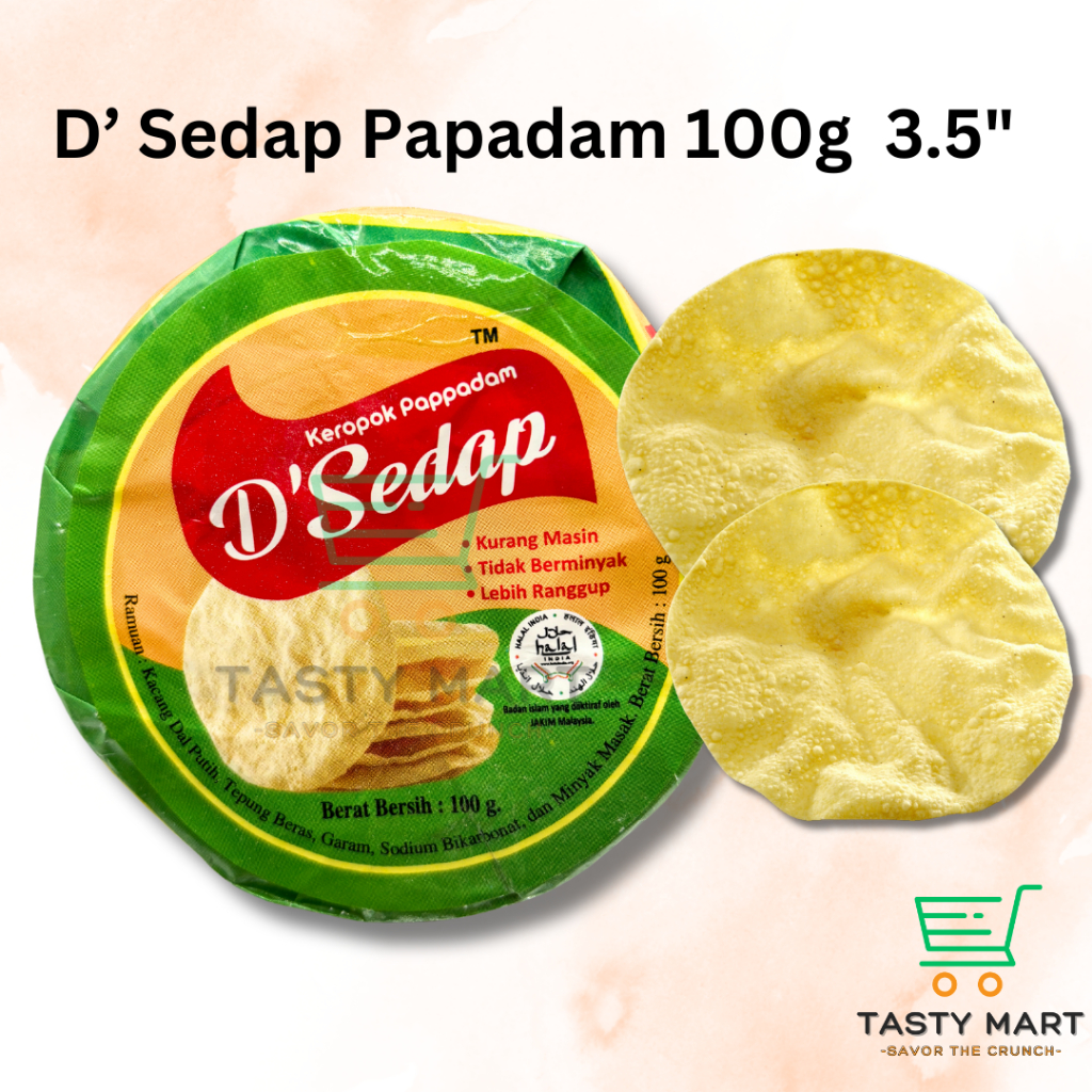 D'Sedap Keropok Papadom Halal Papadom Bulat 100g Kurang Masin Tak ...