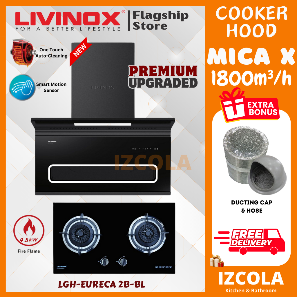 LIVINOX COOKER HOOD SET LCHMICAX90BL 1800m³/h (AUTO CLEANING) HOOD