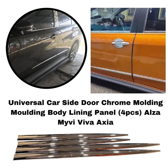 Universal Car Side Door Chrome Molding Moulding Body Lining Panel (4pcs) Alza Myvi Viva Axia