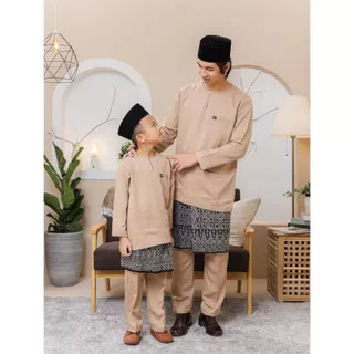 Baju Melayu Teluk Belanga | Set Ayah & Anak Lelaki | nude  | Baju Melayu nude by HABIBI BOUTIQUE