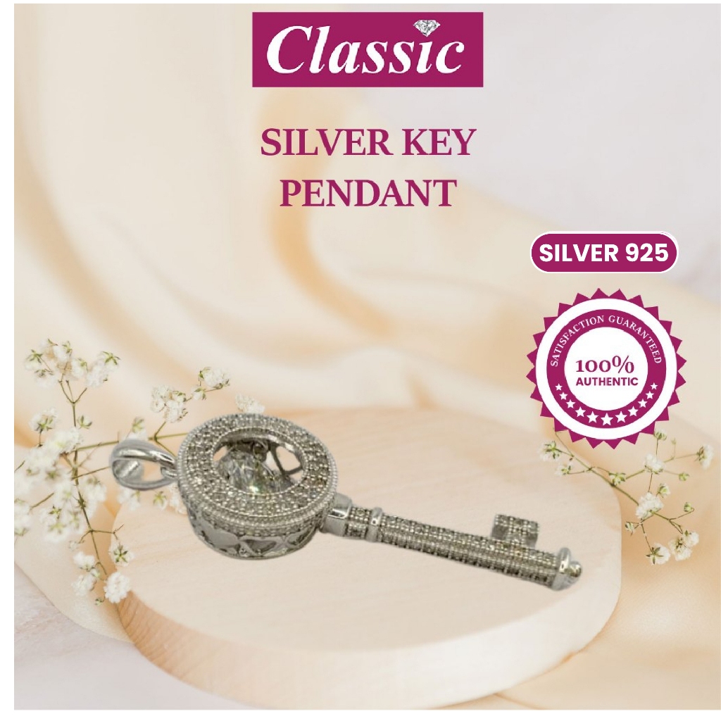 Silver 925 Key Shape Pendant Loket Necklace Jewellery 吊坠 | Shopee Malaysia
