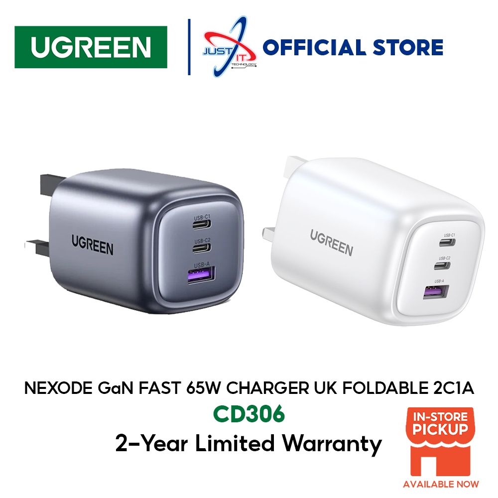 UGREEN CD306 NEXODE GAN FAST 65W CHARGER UK FOLDABLE 2C1A | Shopee Malaysia