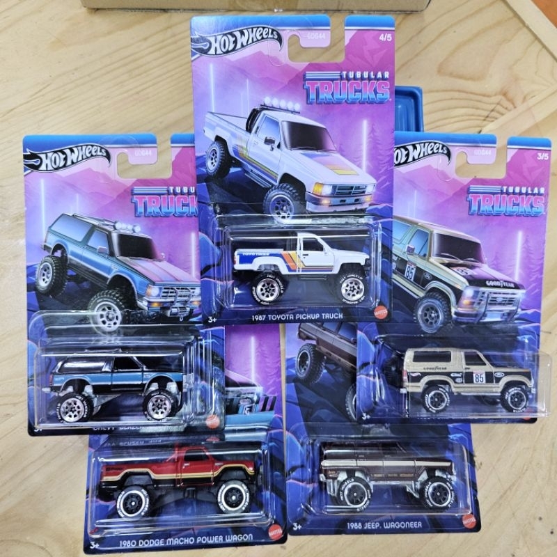 HOT WHEELS TUBULAR TRUCKS COMPLETE SET OF 5PCS DODGE WAGON FORD BRONCO ...