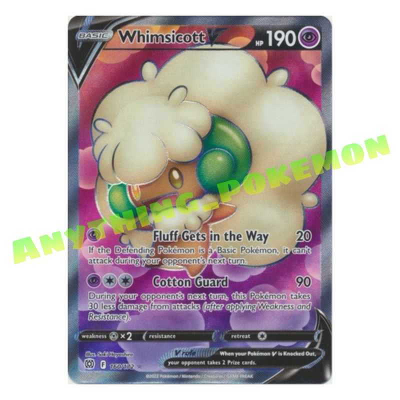 Pokemon Card - Whimsicott V (160/172) - Full Art Ultra Rare - Sword ...