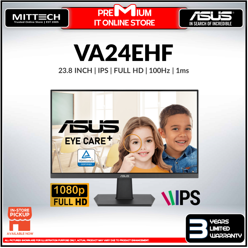 Asus Monitor VA24EHF Eye Care Gaming 24-inch (23.8-inch Viewable) IPS ...