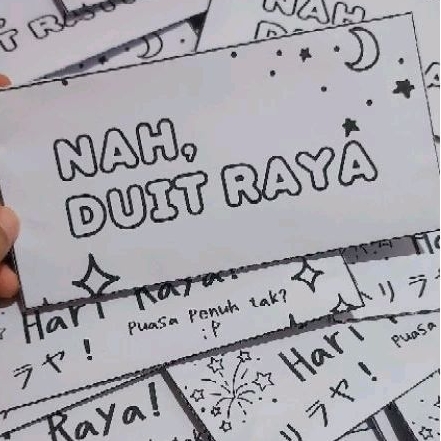 Sampul duit raya boleh warna murah comel doodle aktiviti anak murid ...