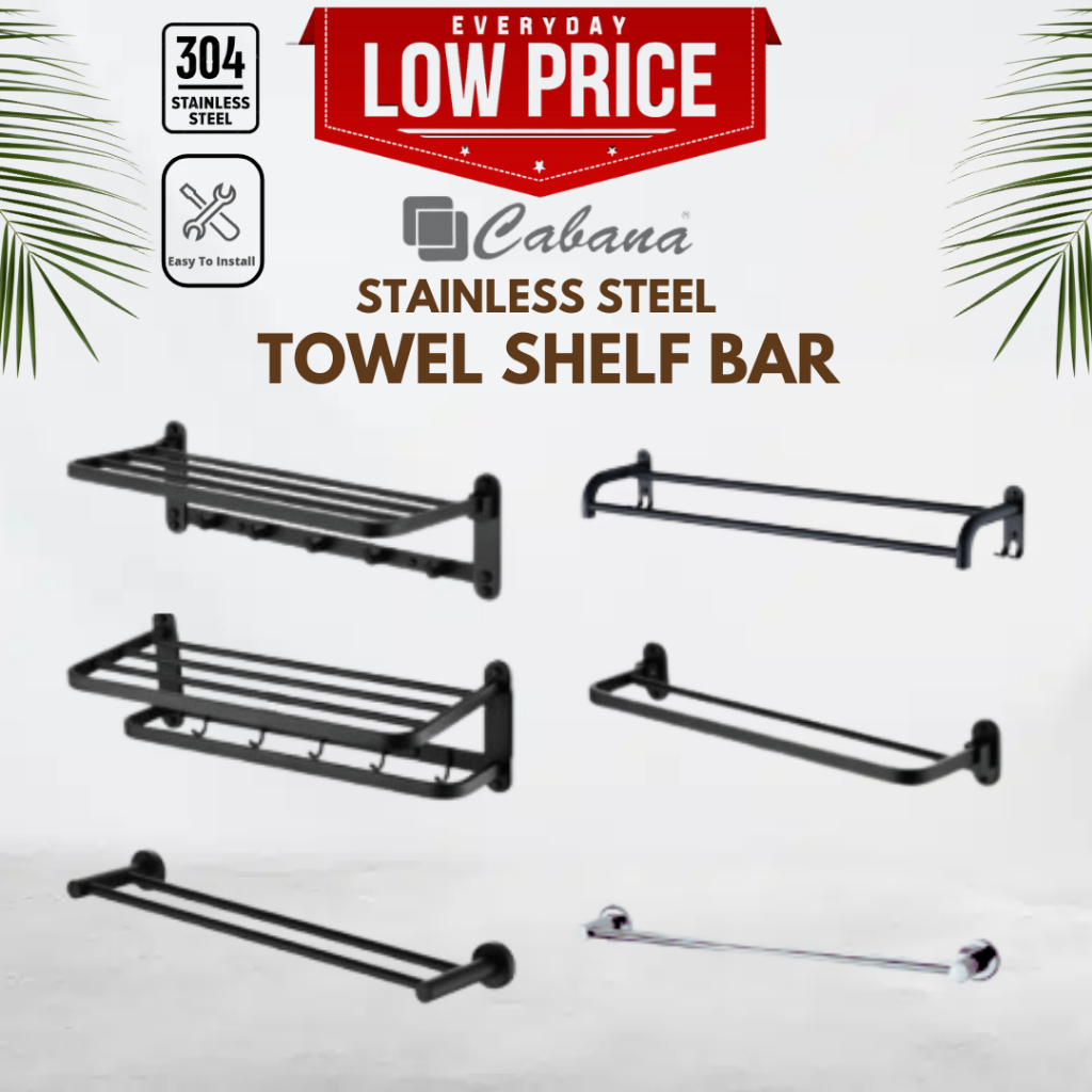 CABANA Bathroom Towel Bar Stainless Steel 304 Tower Shelf Toilet Towel ...