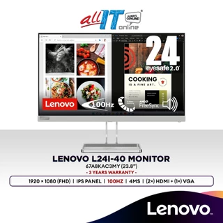 Lenovo L24i-40 24" FHD (IPS Panel) 100Hz Monitor | AMD FreeSync | Built-In Speaker | Office & Home Monitor | 67A8KAC3MY