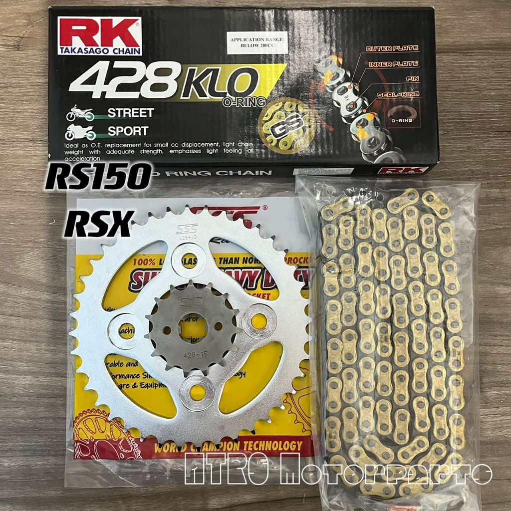 HONDA RS150/RSX 428 RK Oring Chain SSS Silver Sprocket Set | Shopee ...