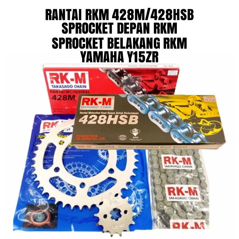 RK-M RKM sprocket set spoket Yamaha Y15 Y15ZR FZ150 siap rantai 428HSB ...